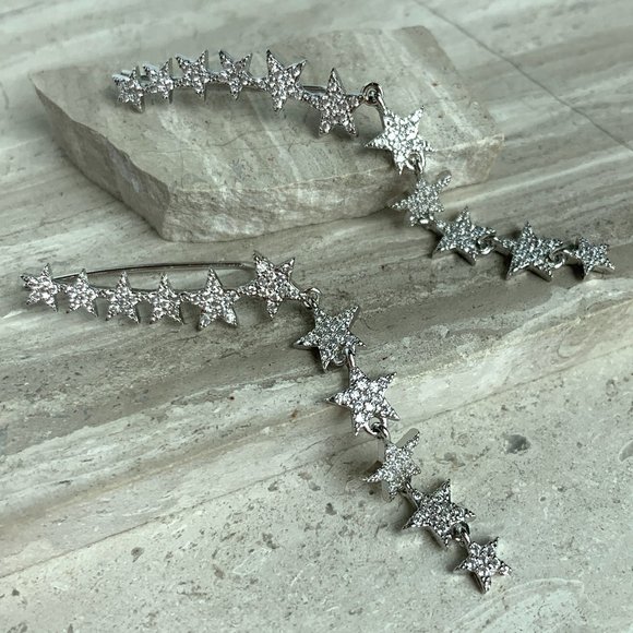 NEW ~ Anthropologie SHASHI Star Disco Climber Earrings - Picture 3 of 11